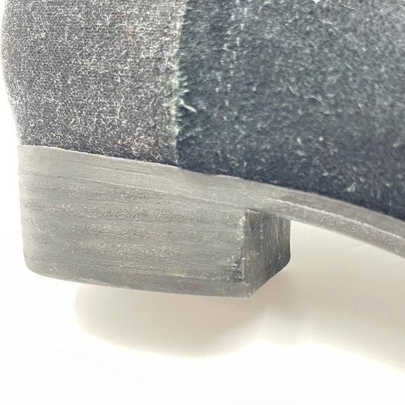 Toms Boots Womens 8.5 Loren Black Suede Leather Grey Wool Ankles Side Zip Bootie - Picture 13 of 15